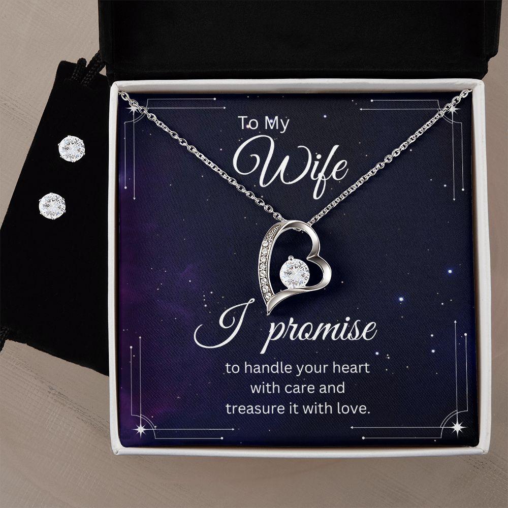 To My Wife, Forever Love Necklace and Earring Set - TheGivenGet