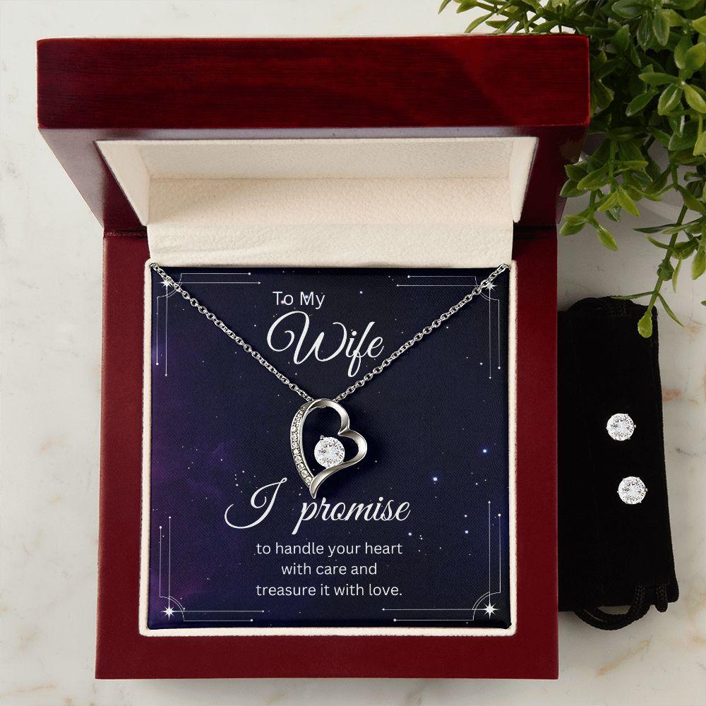 To My Wife, Forever Love Necklace and Earring Set - TheGivenGet