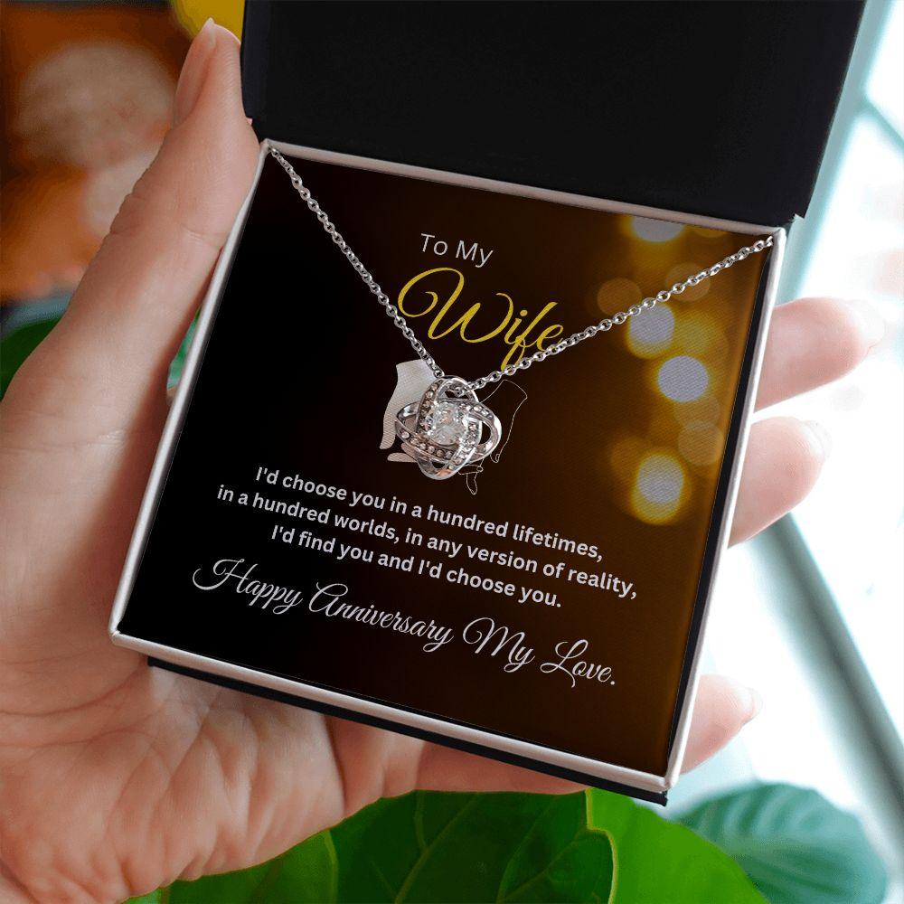 To My Wife Happy Anniversary Love Knot Necklace - TheGivenGet
