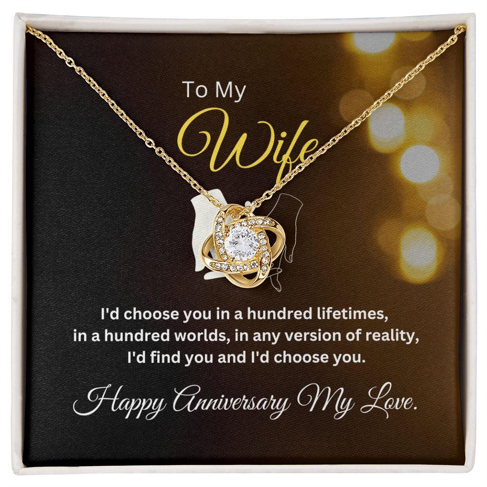 To My Wife Happy Anniversary Love Knot Necklace - TheGivenGet