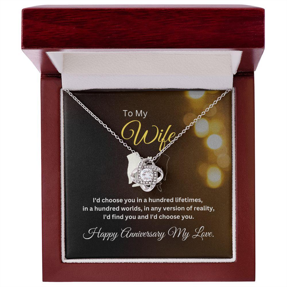 To My Wife Happy Anniversary Love Knot Necklace - TheGivenGet