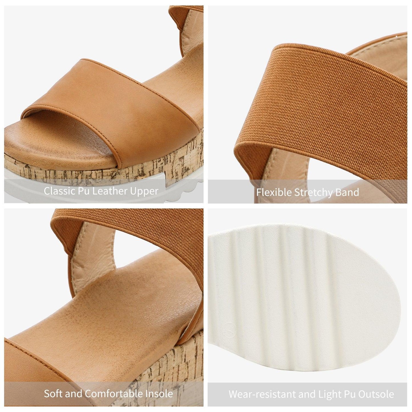 Women's Ankle Strap Open Toe Casual Platform Wedge Sandals - TheGivenGet