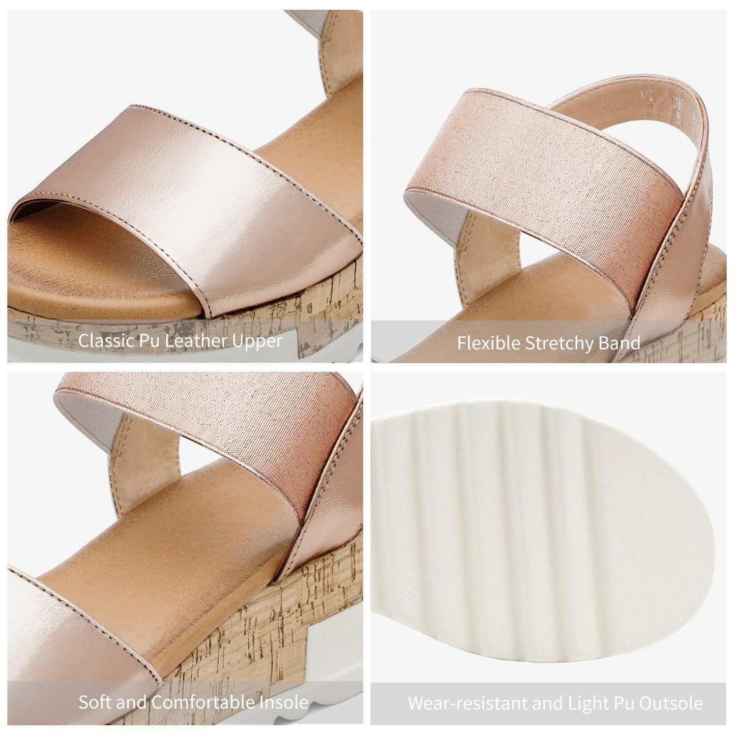 Women's Ankle Strap Open Toe Casual Platform Wedge Sandals - TheGivenGet