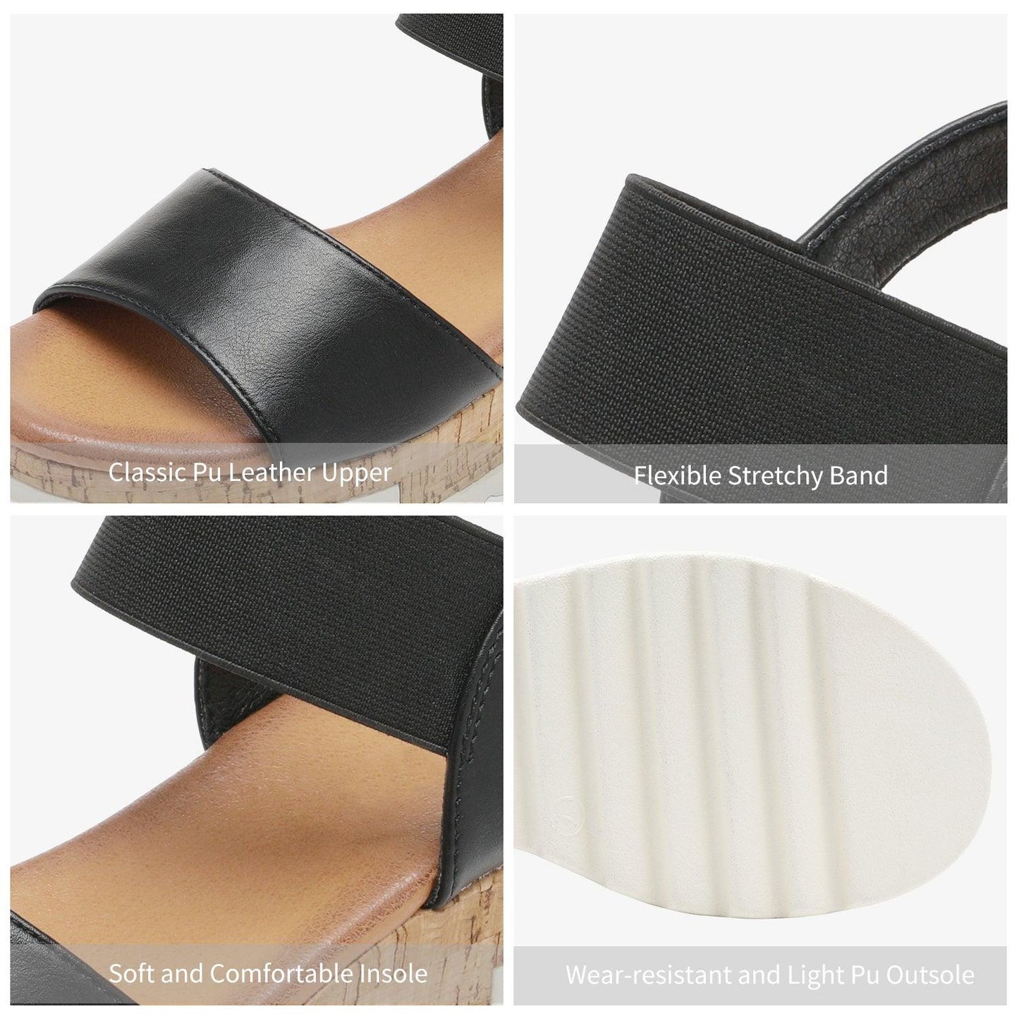 Women's Ankle Strap Open Toe Casual Platform Wedge Sandals - TheGivenGet