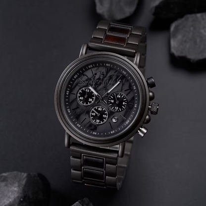 Engraved Walnut Watch for Husband - 1st Anniversary Gift For Boyfriend - Personalized Custom Marble Wooden Gift For Him - Mens Wedding Gift