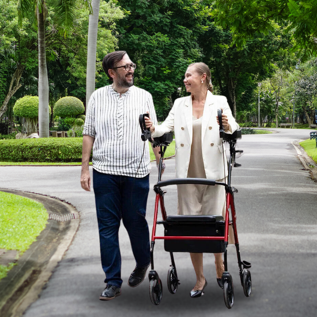 Upright Walker Stand Up Folding Rollator 300 lbs, Seat Padded Armrest For Senior