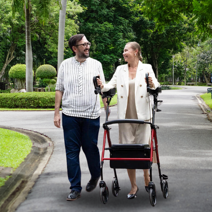 Upright Walker Stand Up Folding Rollator 300 lbs, Seat Padded Armrest For Senior