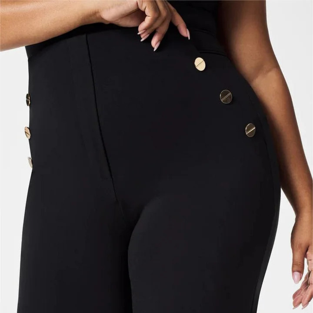 Tummy Control Wide Leg Button Pants