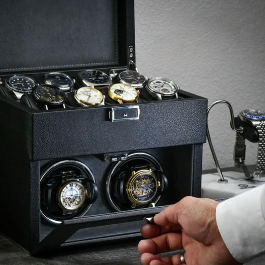 Watch Winding Machine Mirage Ebony Black Luxury Watch Winder Safe Case