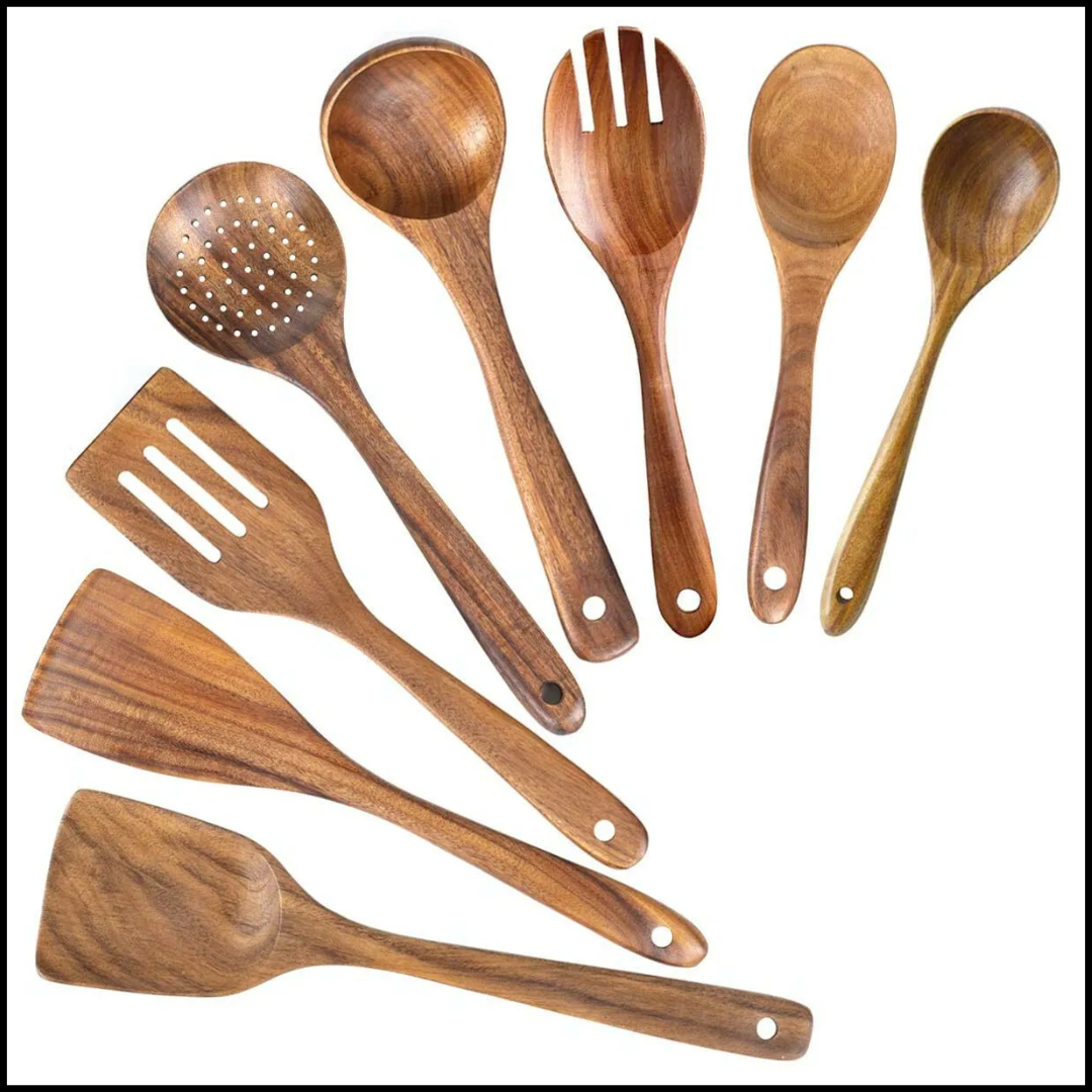 Wooden Kitchen Nonstick Utensil Set