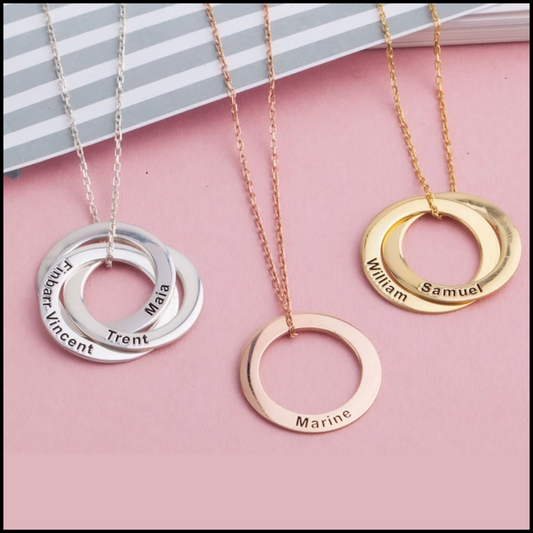 14K Gold Multi Circle Personalized Name Necklace