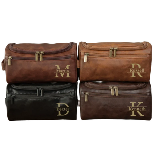 Personalized Men's Leather Toiletry Bag