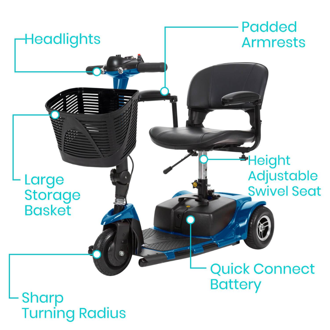 3 Wheel Mobility Scooter with Battery Pack (Pair)