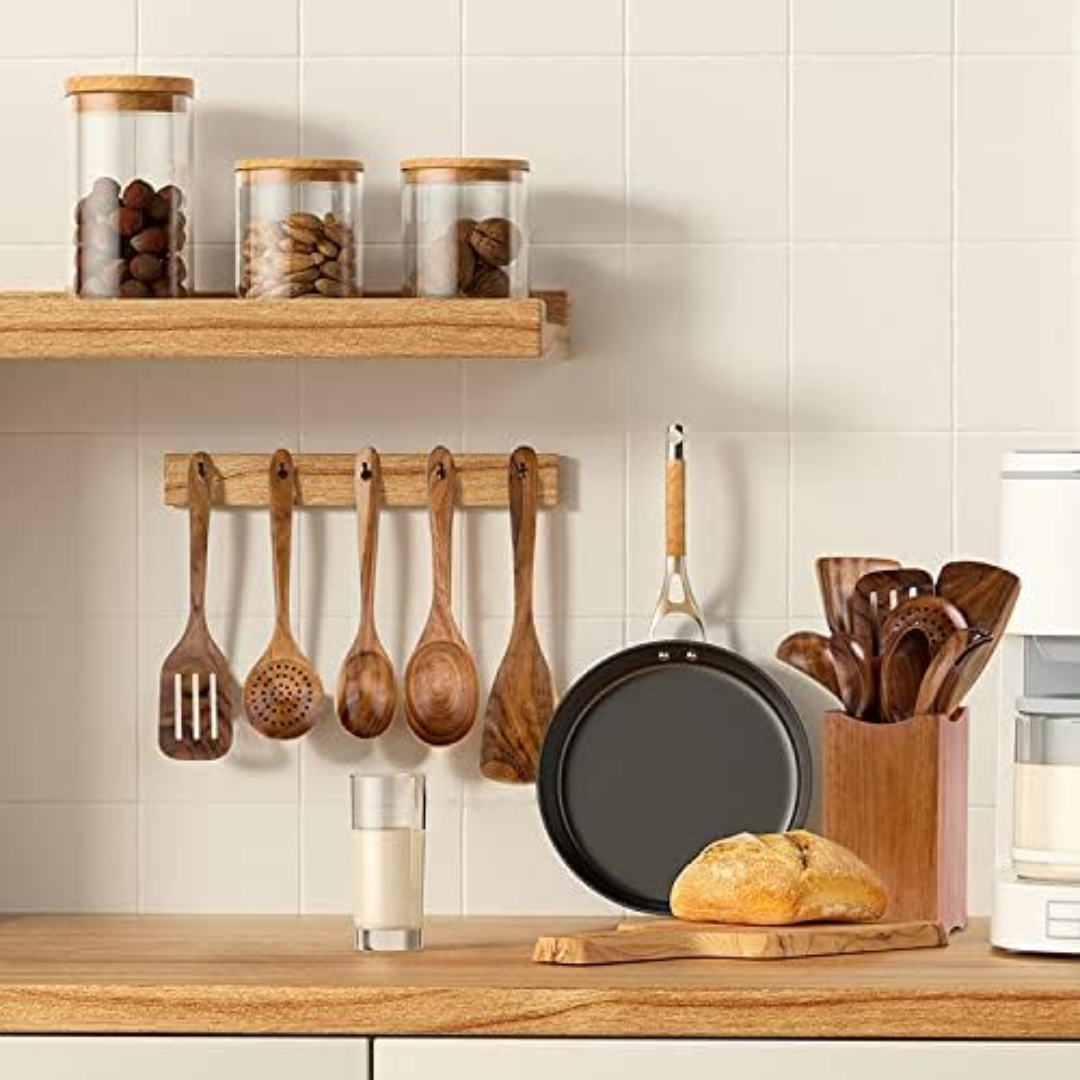 Wooden Kitchen Nonstick Utensil Set