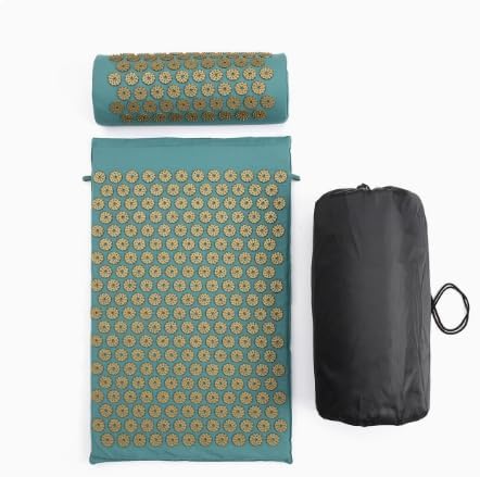 Acupressure Mat and Pillow Set with Flexible Spike Design