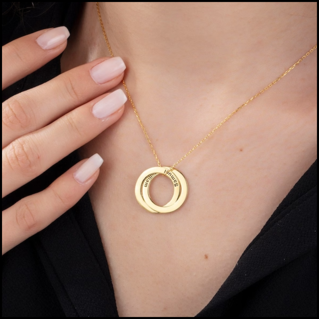 14K Gold Multi Circle Name Personalized Necklace