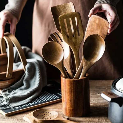 Wooden Kitchen Nonstick Utensil Set