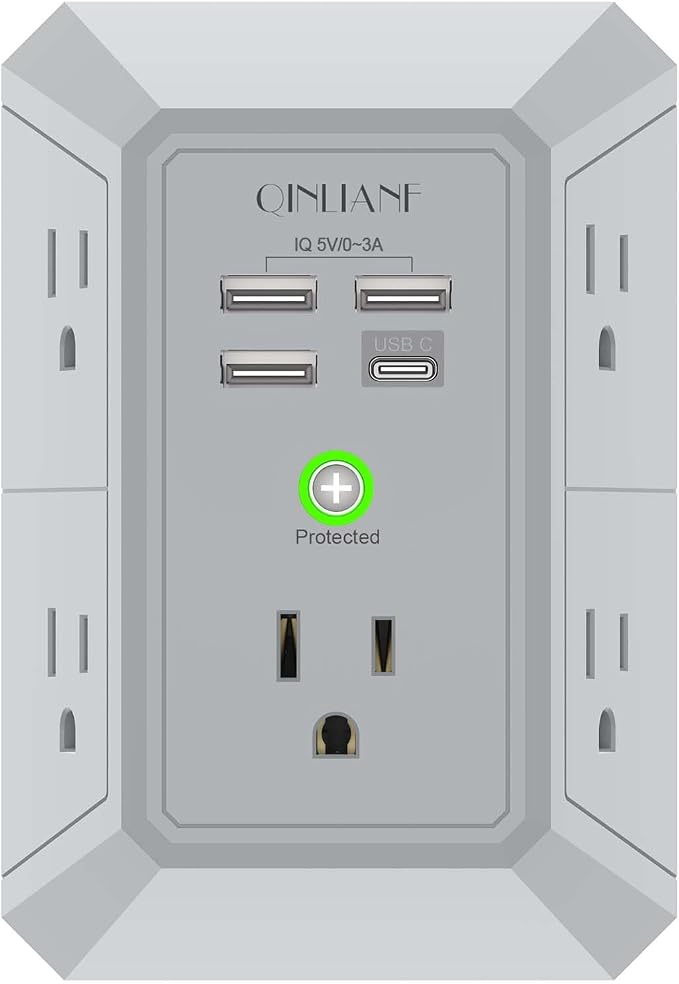 Multi-Outlet Wall Charger with USB Ports & Surge Protection