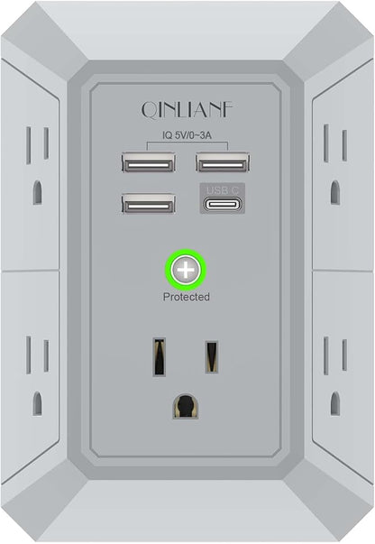 Multi-Outlet Wall Charger with USB Ports & Surge Protection