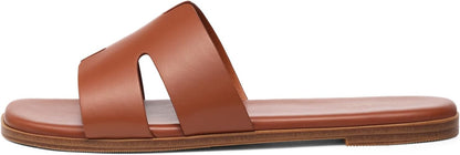 Premium Leather Slide Sandals | Cushioned Square Toe Flats
