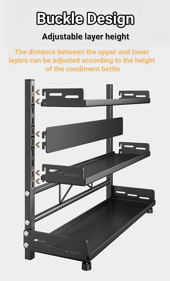 Adjustable Kitchen Countertop Organizer Rack with Knife Slot
