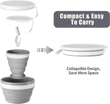 Collapsible Silicone Camping Cup & Bowl Set - Portable Kit