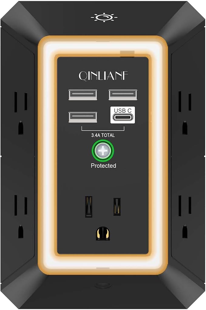 Multi-Outlet Wall Charger with USB Ports & Surge Protection