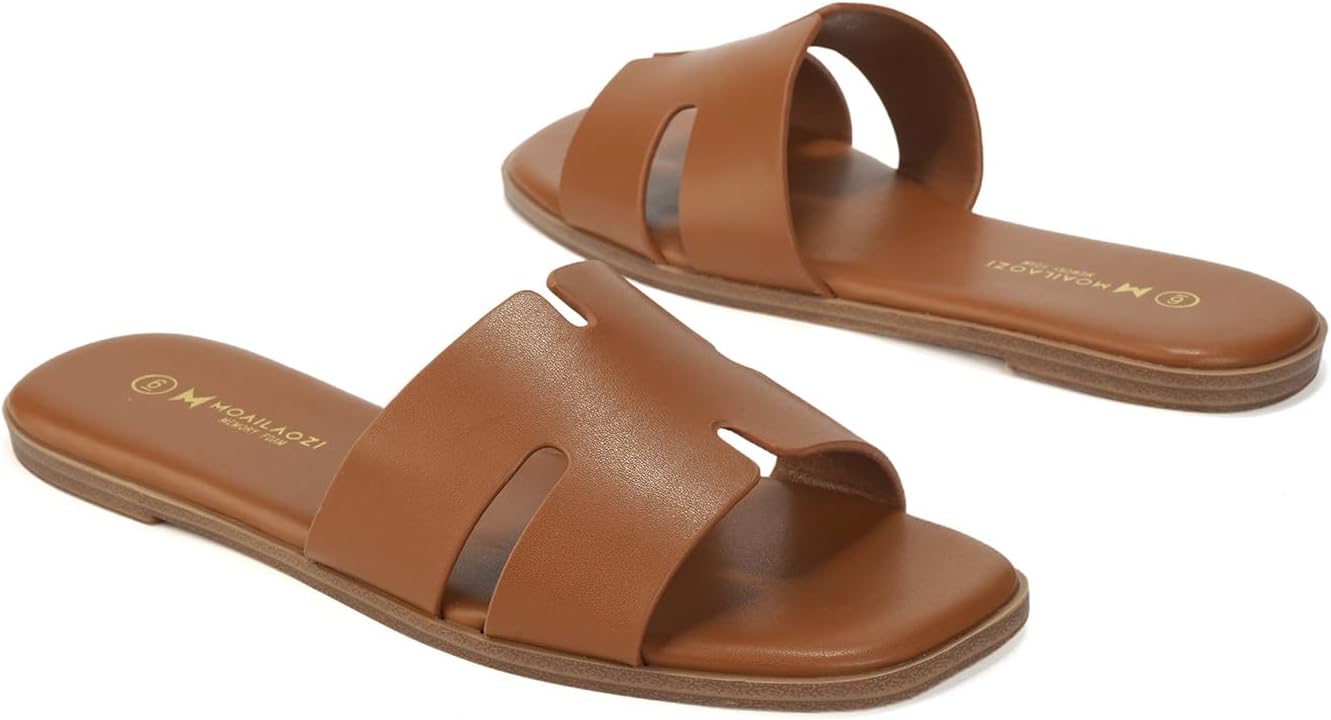 Women's Memory Foam Slide Sandals | Dressy Flat Sandals