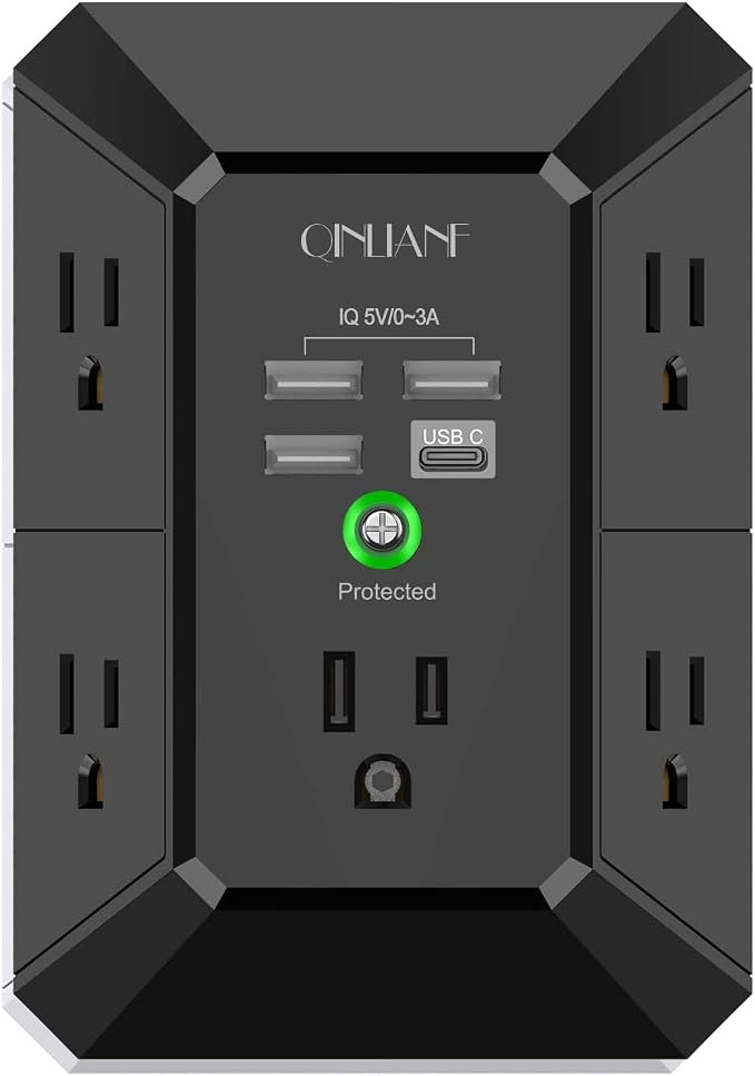 Multi-Outlet Wall Charger with USB Ports & Surge Protection
