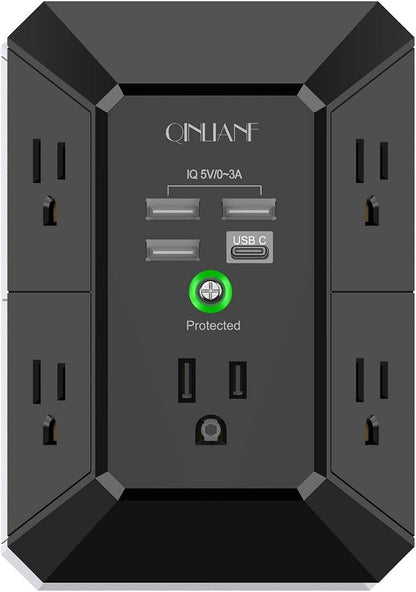 Multi-Outlet Wall Charger with USB Ports & Surge Protection