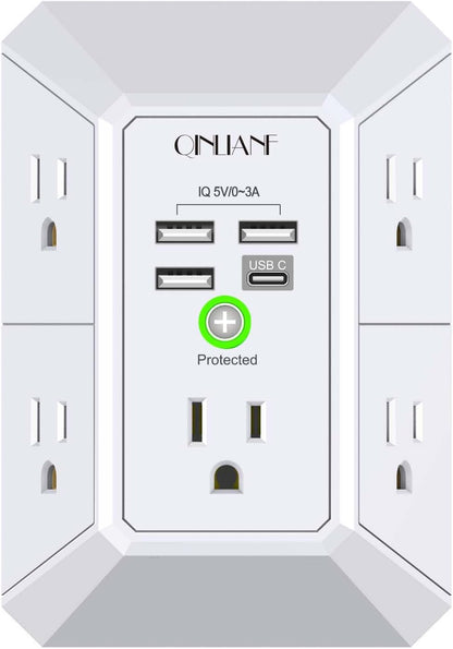 Multi-Outlet Wall Charger with USB Ports & Surge Protection