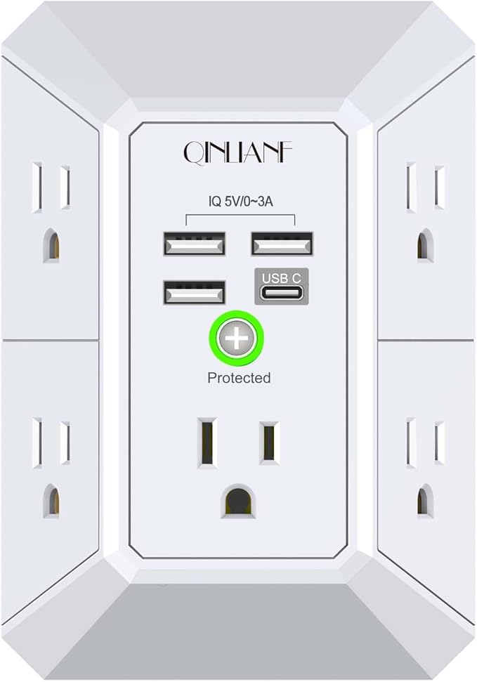 Multi-Outlet Wall Charger with USB Ports & Surge Protection