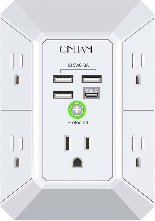 Multi-Outlet Wall Charger with USB Ports & Surge Protection