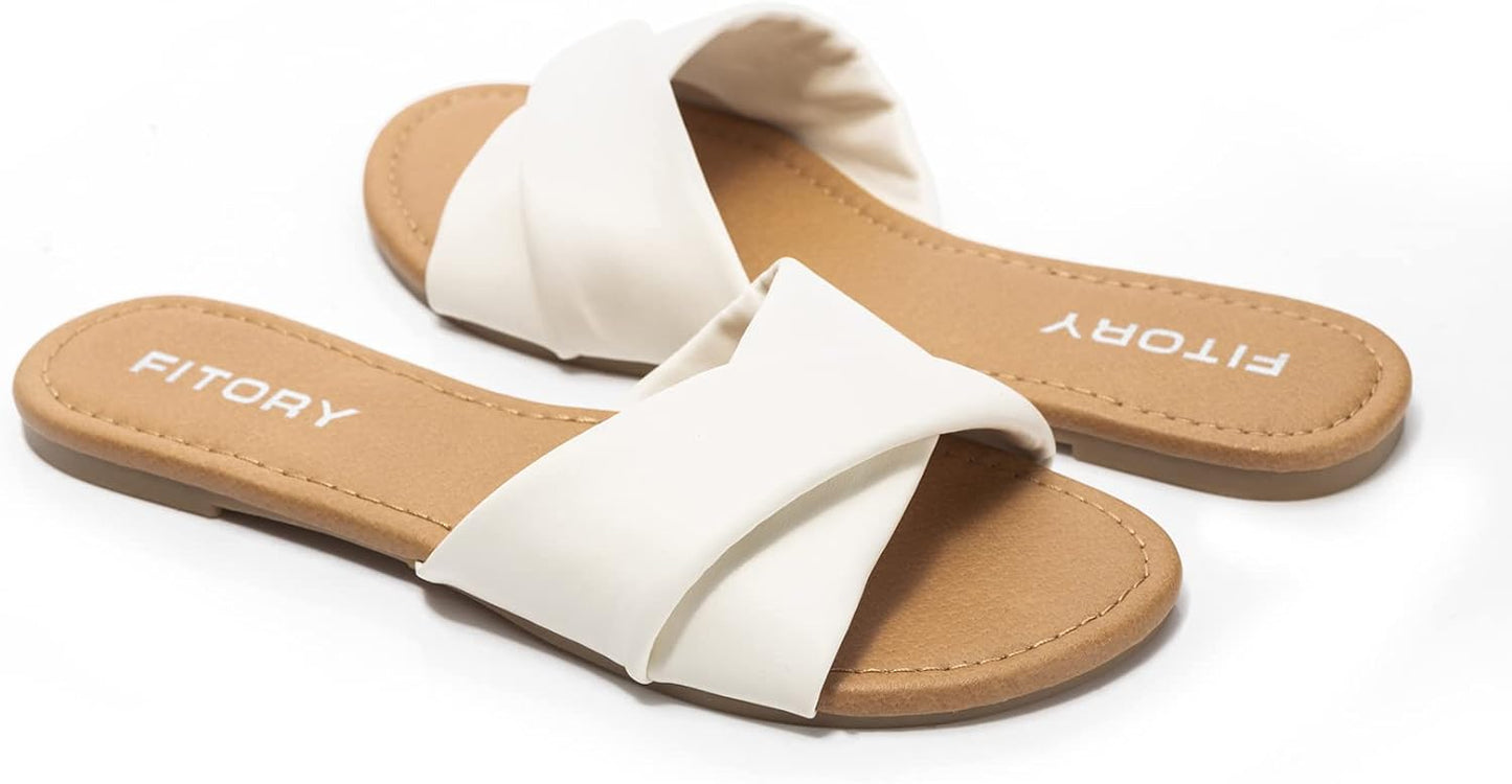Premium Leather Slide Sandals for Women | Soft & Versatile
