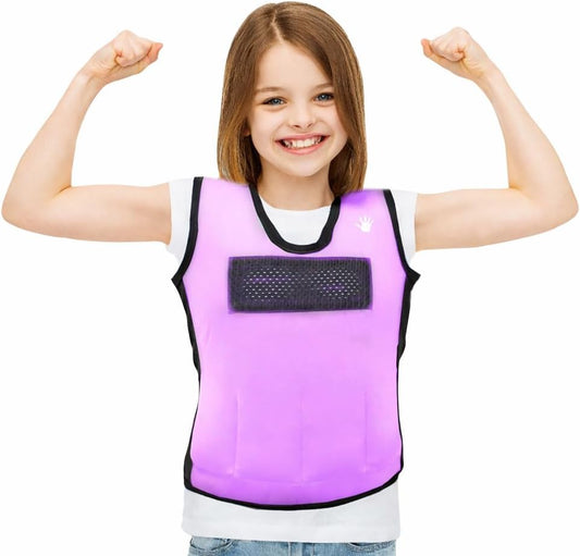 Kids Weighted Sensory Compression Vest - Calming Purple Design