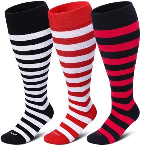3 Pairs/Red Black Stripes
