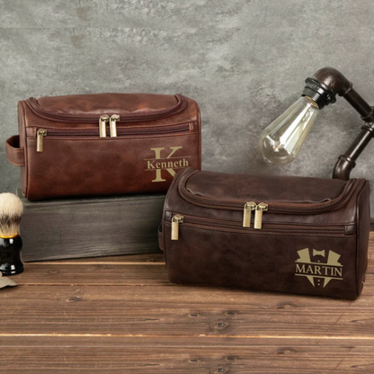 Personalized Men's Leather Toiletry Bag