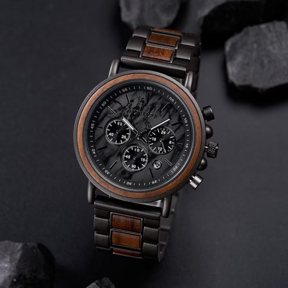 Engraved Walnut Watch for Husband - 1st Anniversary Gift For Boyfriend - Personalized Custom Marble Wooden Gift For Him - Mens Wedding Gift