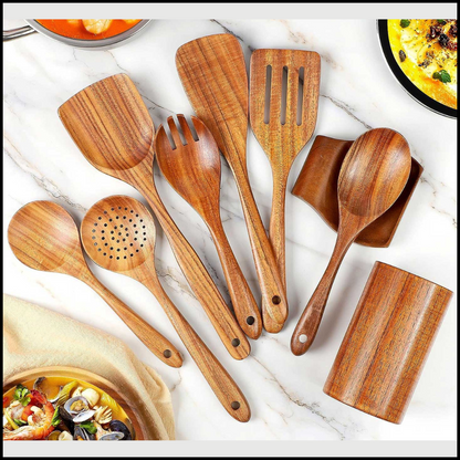 Wooden Kitchen Nonstick Utensil Set