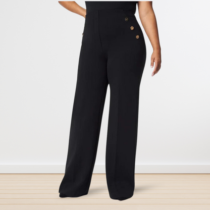 Tummy Control Wide Leg Button Pants