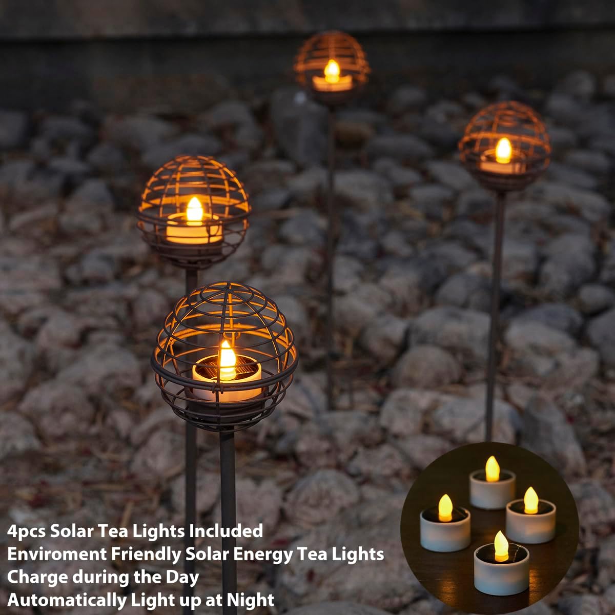 Solar Pathway Lights - Flickering Candle Stake & Hanging