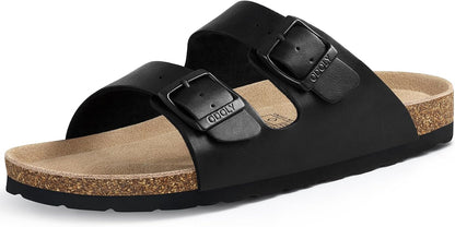 Cork Footbed Slide Sandals with Arch Support & Adjustable Buckle
