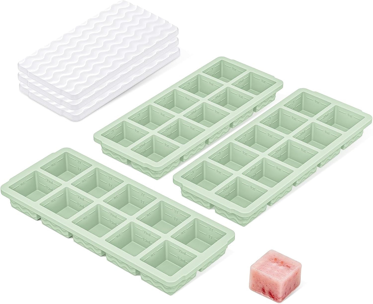 Silicone Freezer Trays with Lid - 3-Pack Soup Storage Molds