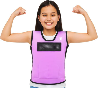 Kids Weighted Sensory Compression Vest - Calming Purple Design
