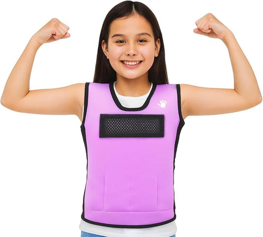 Kids Weighted Sensory Compression Vest - Calming Purple Design