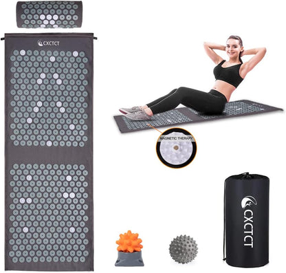 Acupressure Yoga Mat Set with Magnetic Pillow - Extra Long