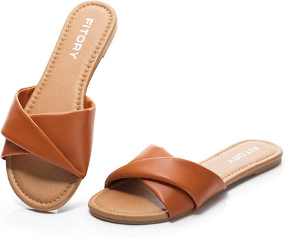 Premium Leather Slide Sandals for Women | Soft & Versatile