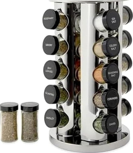 Revolving Spice Rack with 20 Jars & 5-Year Refill Program