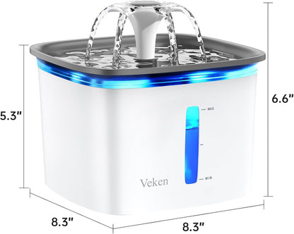 95oz Ultra-Quiet Cat Water Fountain with Multi-Stage Filtration