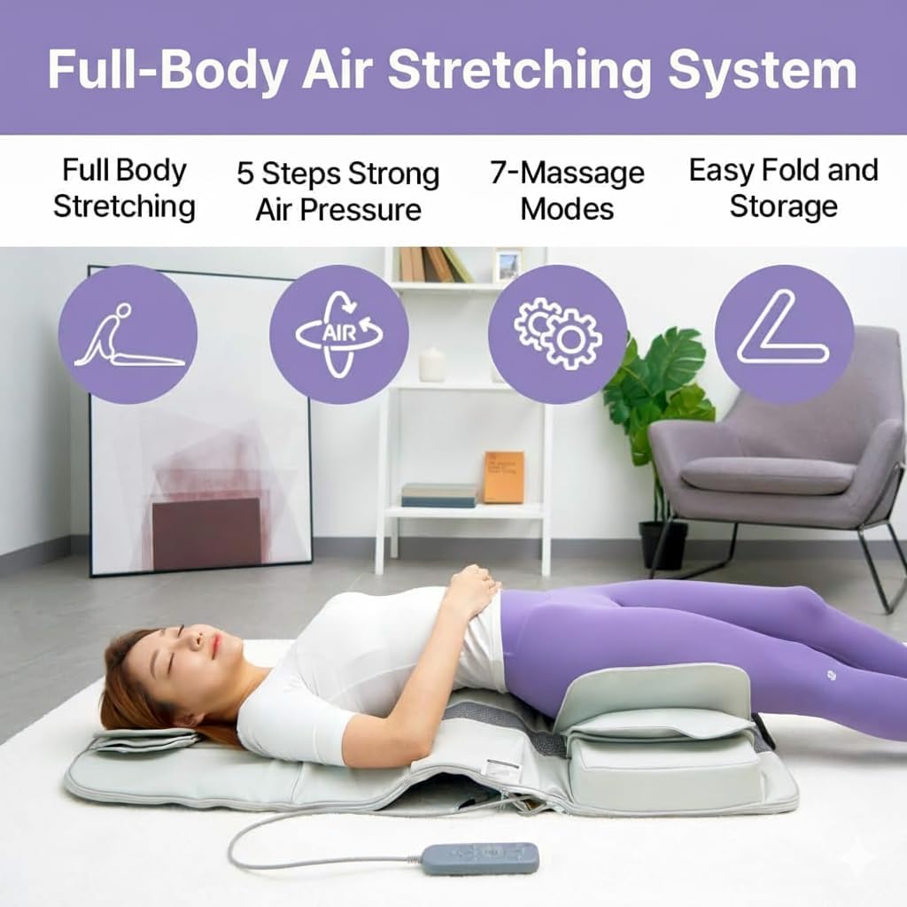 Full Body Air Cell Stretching Massage Mat with 7 Modes